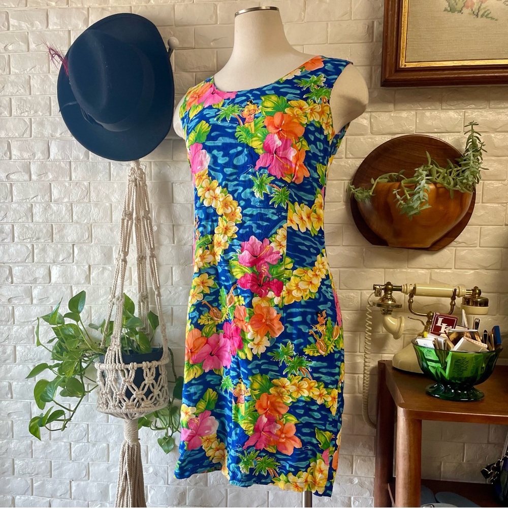 Vintage 1990s Jams World Hawaiian Print Mini Dress